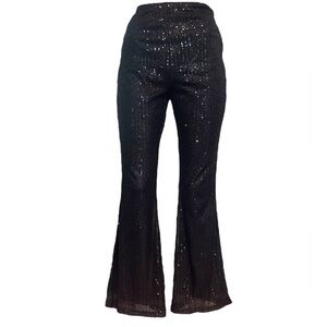 Black Sequin Flare Pants